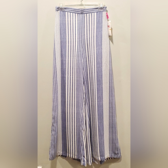 Gianni Bini High waisted  blue and white  Striped   wide leg pants sz S - Picture 6 of 8